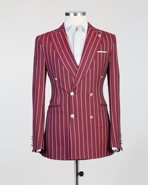 Fashuné Hazleton Burgundy Striped Suit