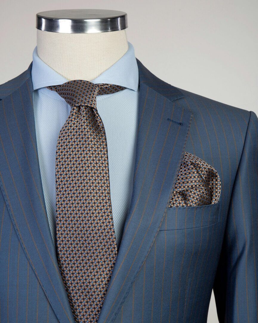 Fashuné Classic Wellington Striped Blue Suit - FASHUNE