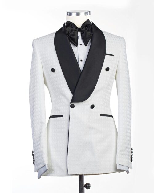 Fashuné Classic Ferguson Off White Tuxedo/Black Satin