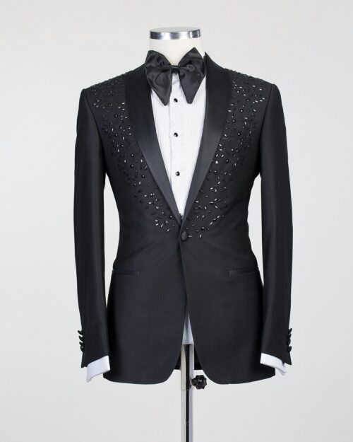 Fashuné Black Iconic Beaded Tuxedo