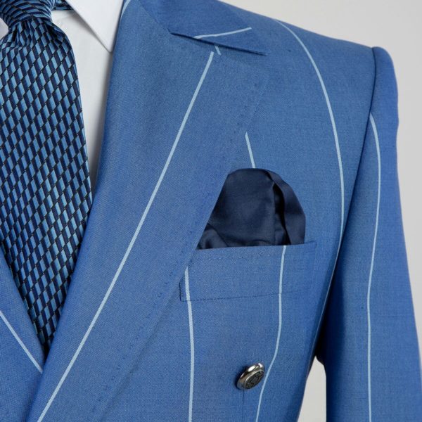 Fashuné Classic Sky Blue Striped Carlton Suit