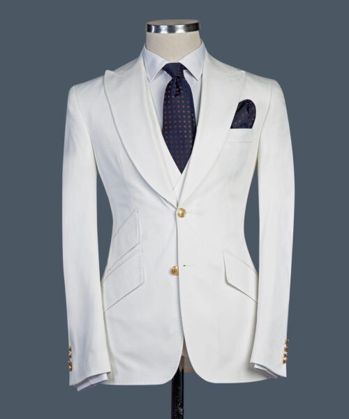 Fashuné Classic White Three Piece Suit