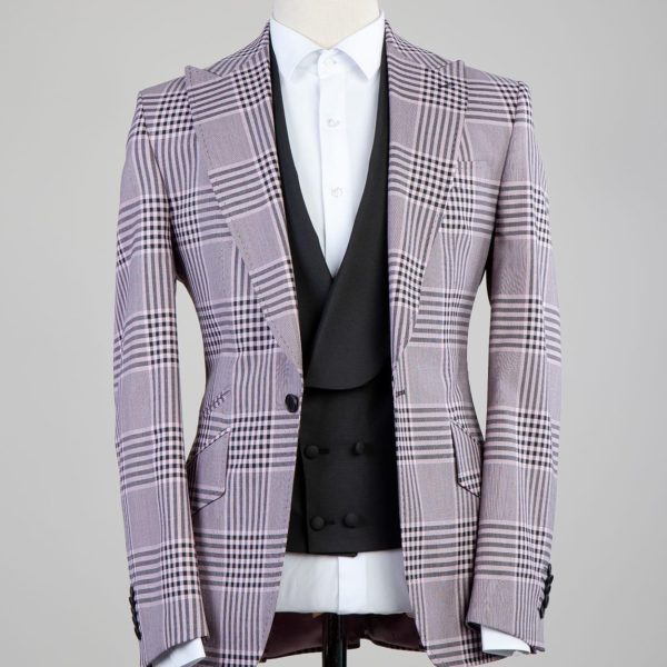 Fashuné Tuscany Maroon Checkered Suit