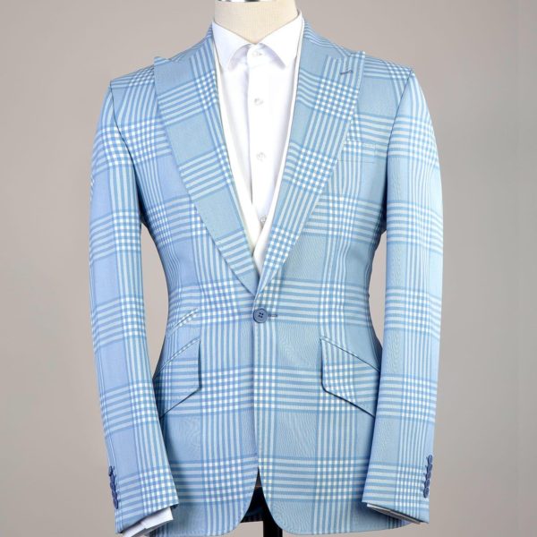 Fashuné Tuscany Sky Blue Checkered Suit