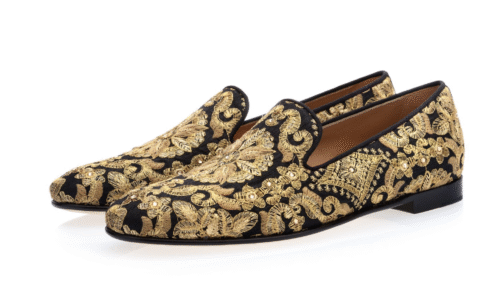 HARLEY YAMKA BLACK SLIPPERS EMBROIDERED CANVAS SLIPPERS