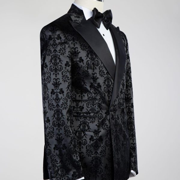 Fashuné Luxury Black Patterned Velvet Tuxedo