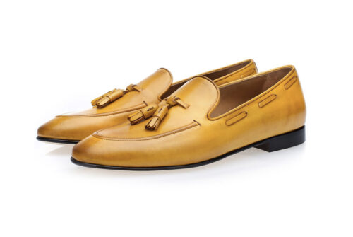 PHILIPPE NAPPA MUSTARD LOAFERS LEATHER LOAFERS WITH TASSELS