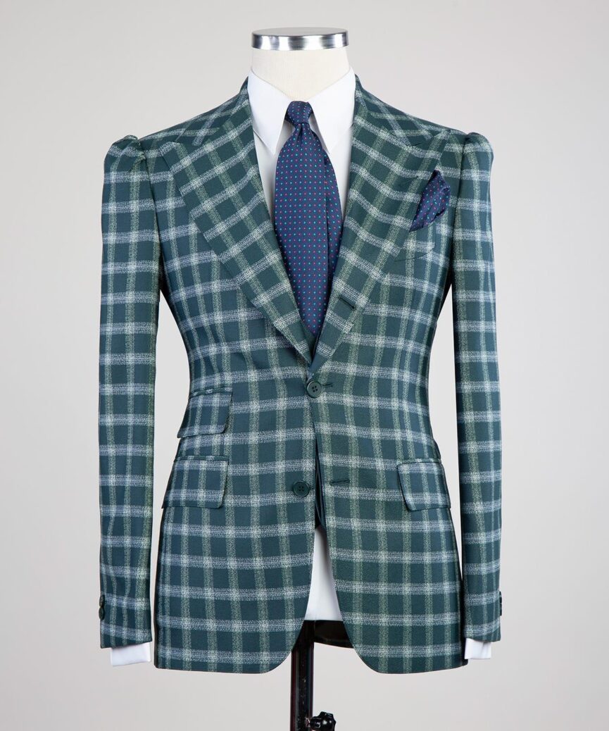 Fashuné Classic Mikado Green Plaid Suit
