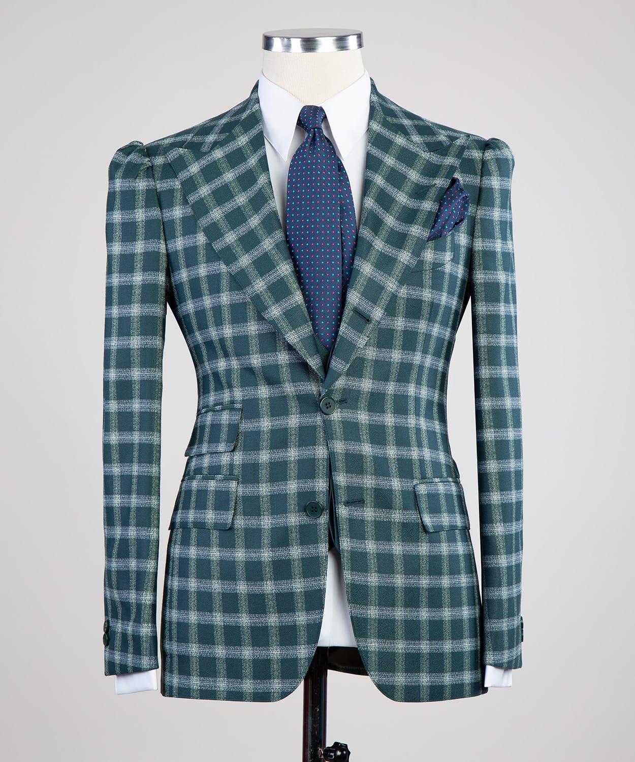 Fashuné Classic Mikado Green Plaid Suit - FASHUNE
