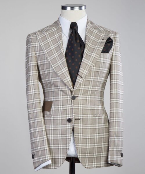 Fashuné Classic Amuwa Brown Checkered Suit