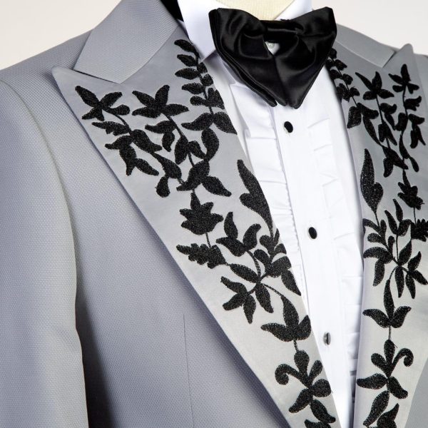 Fashuné Luxury Grey Embroidered Tuxedo