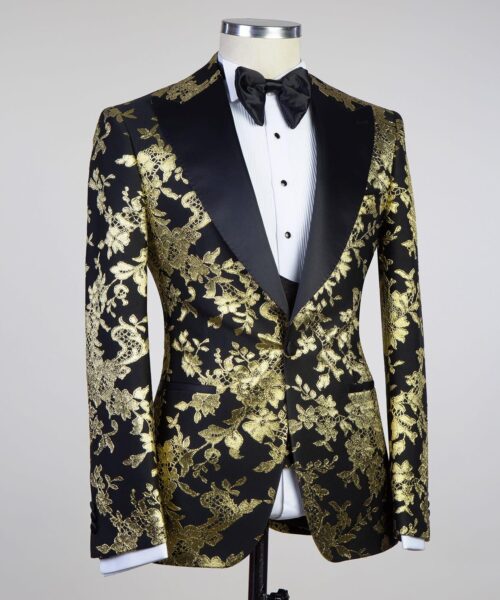 Fashuné Luxury Gold Jacquard Tuxedo