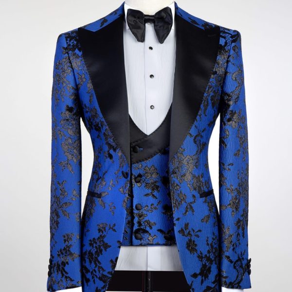 Fashuné Luxury Blue Jacquard Tuxedo