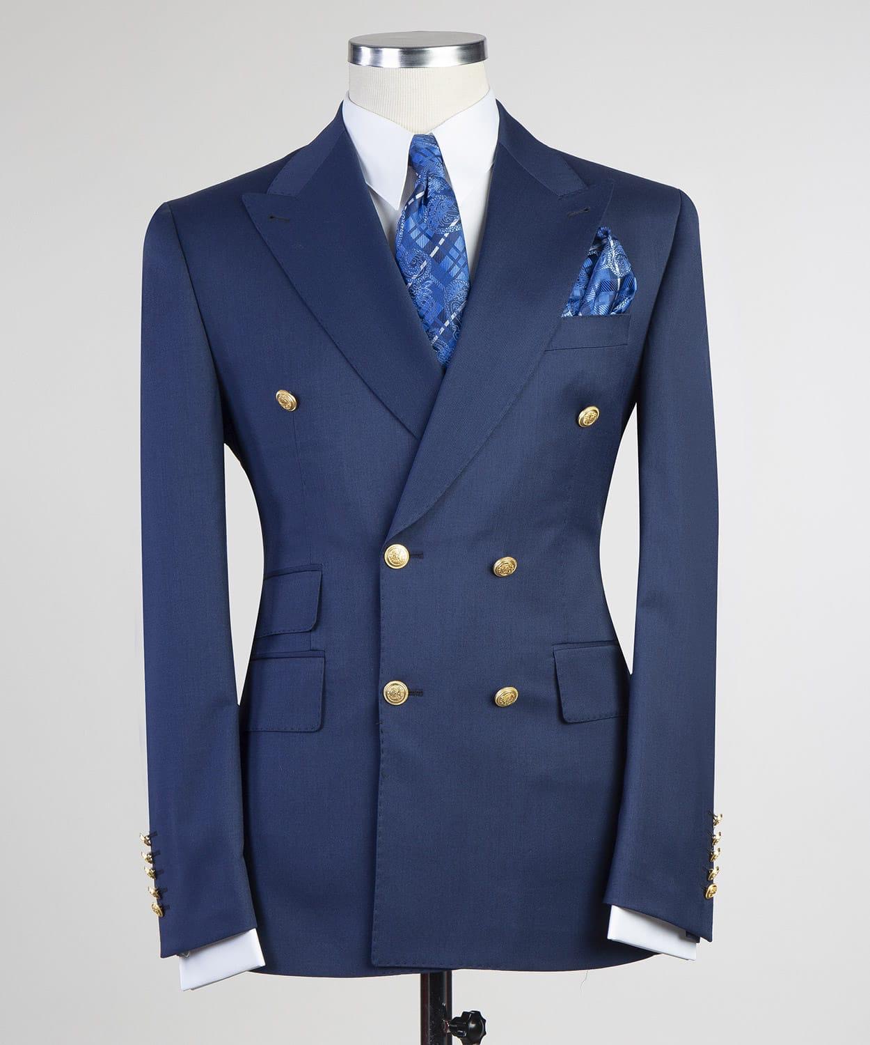Fashuné Classic Double Breasted Blue Suit - FASHUNE