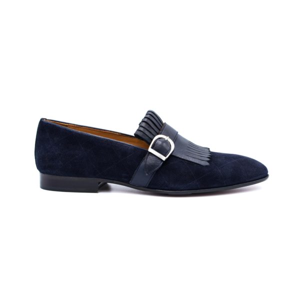 FASHUNÉ BLUE SUEDE SLIPPERS
