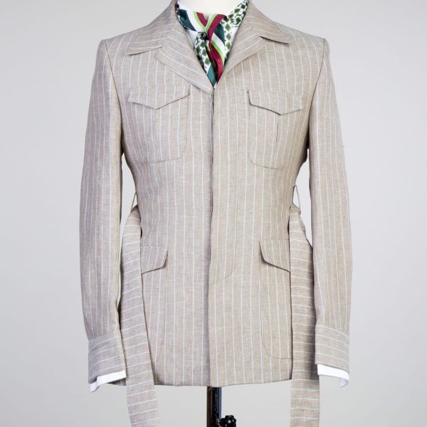 Fashuné Classic Pin Striped Retro Linen Suit