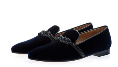 APOLLO VELOUR NAVY SLIPPERS